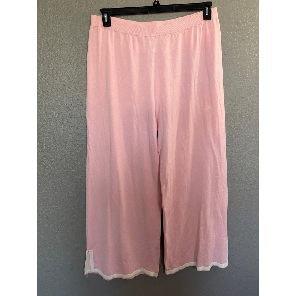 Womens XXXL Pink Knit Lounge Sleepwear Pants Wide Leg
Cropped Warm Cozy Pull on